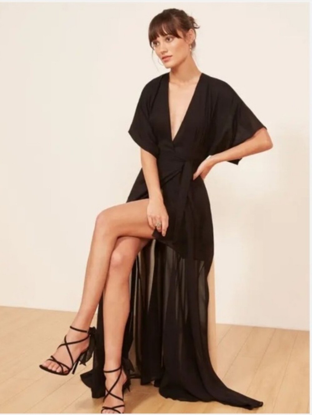 Reformation Winslow Wrap Maxi Dress Black S